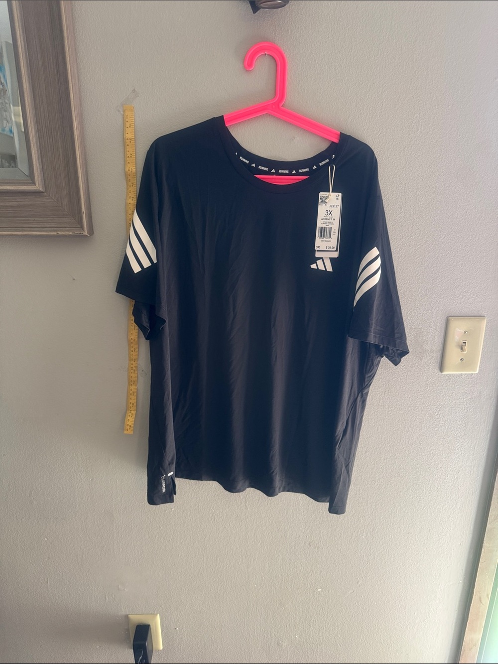 adidas Black Short Sleeve Tee with White Stripe Accents